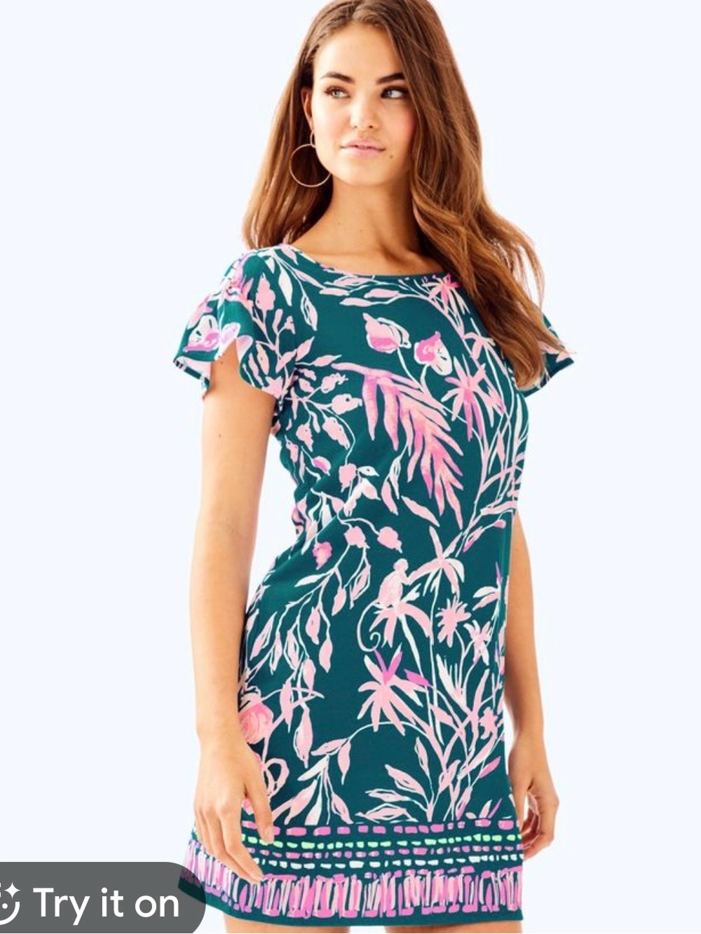Lilly Pulitzer Teal Dress with Pink Floral Print
